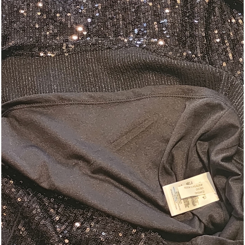 NWT Express Sequined Dress Black Long Sleeved Size M - Picture 6 of 11